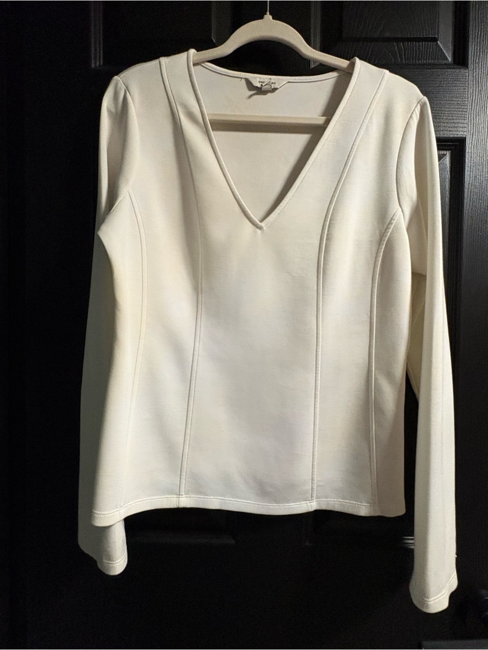 Banana Republic Cream V-Neck Long Sleeve Top